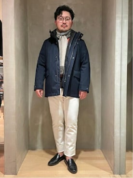 「TAKEO KIKUCHI（タケオキクチ）のアイテム（ダウンジャケット/コート）」を使った、TAKEO KIKUCHIさん（メンズ・173cm）の冬コーディネート
