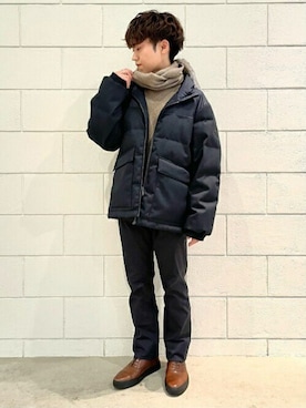 「TAKEO KIKUCHI（タケオキクチ）のアイテム（ダウンジャケット/コート）」を使った、TAKEO KIKUCHIさん（メンズ・162cm）の冬コーディネート