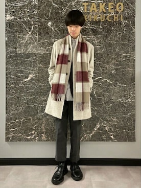 「TAKEO KIKUCHI（タケオキクチ）のアイテム（その他アウター）」を使った、TAKEO KIKUCHIさん（メンズ・183cm）の冬コーディネート