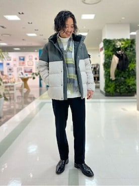 「TAKEO KIKUCHI（タケオキクチ）のアイテム（ダウンジャケット/コート）」を使った、TAKEO KIKUCHIさん（メンズ・173cm）の冬コーディネート