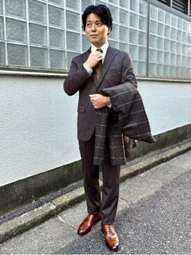 TAKEO KIKUCHIさんの「【Made in JAPAN】ストレートチップ ドレスシューズ」を使ったコーディネート
