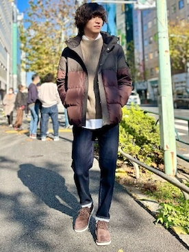 「TAKEO KIKUCHI（タケオキクチ）のアイテム（ダウンジャケット/コート）」を使った、TAKEO KIKUCHIさん（メンズ・172cm）の冬コーディネート