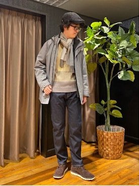「TAKEO KIKUCHI（タケオキクチ）のアイテム（ダウンジャケット/コート）」を使った、TAKEO KIKUCHIさん（メンズ・180cm）の冬コーディネート