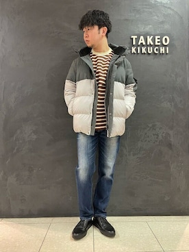 「TAKEO KIKUCHI（タケオキクチ）のアイテム（ダウンジャケット/コート）」を使った、TAKEO KIKUCHIさん（メンズ・170cm）の冬コーディネート