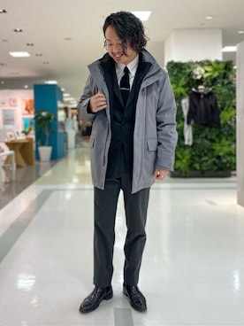 「TAKEO KIKUCHI（タケオキクチ）のアイテム（ダウンジャケット/コート）」を使った、TAKEO KIKUCHIさん（メンズ・173cm）の冬コーディネート