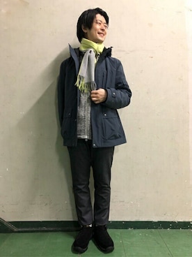 「TAKEO KIKUCHI（タケオキクチ）のアイテム（ダウンジャケット/コート）」を使った、TAKEO KIKUCHIさん（メンズ・163cm）の冬コーディネート