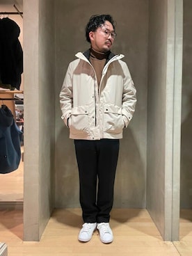 「TAKEO KIKUCHI（タケオキクチ）のアイテム（ダウンジャケット/コート）」を使った、TAKEO KIKUCHIさん（メンズ・173cm）の冬コーディネート