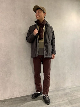 「TAKEO KIKUCHI（タケオキクチ）のアイテム（帽子）」を使った、TAKEO KIKUCHIさん（メンズ・162cm）の冬コーディネート