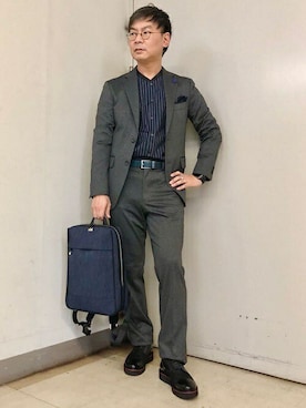 「TAKEO KIKUCHI（タケオキクチ）のアイテム（スーツセット）」を使った、TAKEO KIKUCHIさん（メンズ・170cm）の冬コーディネート