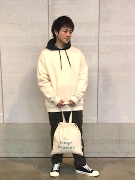 「USAコットン」｜「アイテム（シューズ）」を使った、wattaさん（メンズ・165cm）の冬コーディネート
