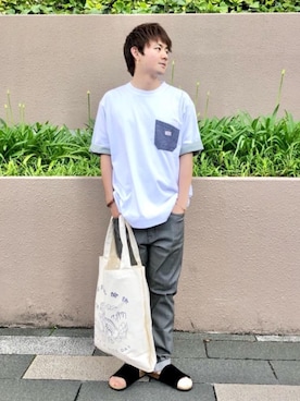 「USAコットン」｜「アイテム（サンダル）」を使った、wattaさん（メンズ・165cm）の春コーディネート