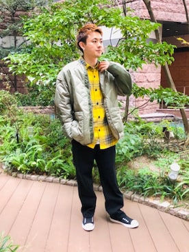 「でにむ」｜「アイテム（ミリタリージャケット）」を使った、wattaさん（メンズ・165cm）の秋コーディネート