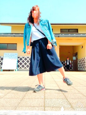 「earth music&ecology（アースミュージックアンドエコロジー）のデニムGジャン（デニムジャケット、ブルー系）」を使った、まるまるさん（レディース）の春コーディネート