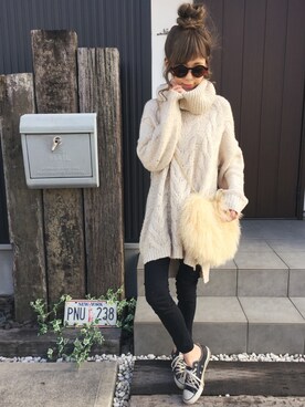 清水夏姫さん(レディース・160cm)の冬コーディネート