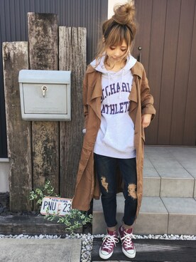 「スプリングSENSEOFPLACE」｜「アイテム（ジャケット/アウター）」を使った、清水夏姫さん（レディース・160cm）の春コーディネート