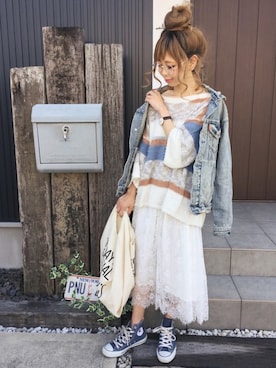 「スプリングSENSEOFPLACE」｜「アイテム（ジャケット/アウター）」を使った、清水夏姫さん（レディース・160cm）の春コーディネート