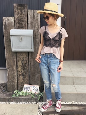 清水夏姫さん(レディース・160cm)の夏コーディネート