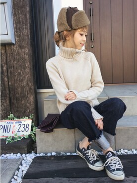 清水夏姫さん（レディース・160cm）の冬コーディネート