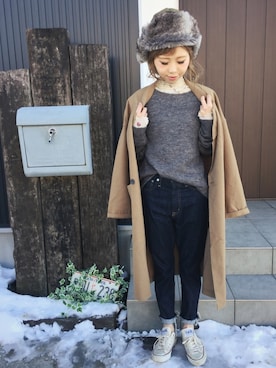 「フライトハット」｜清水夏姫さん（レディース・160cm）の冬コーディネート