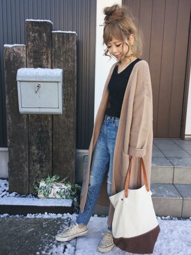 清水夏姫さん（レディース・160cm）の冬コーディネート