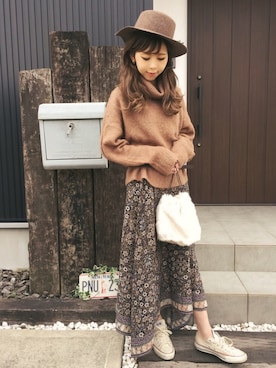 清水夏姫さん（レディース・160cm）の冬コーディネート