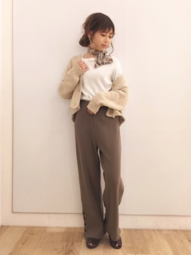「OZOC（オゾック）のアイテム（パンプス）」を使った、清水夏姫さん（レディース・160cm）の春コーディネート