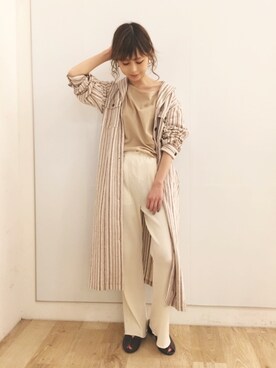 「OZOC（オゾック）のアイテム（パンプス）」を使った、清水夏姫さん（レディース・160cm）の春コーディネート