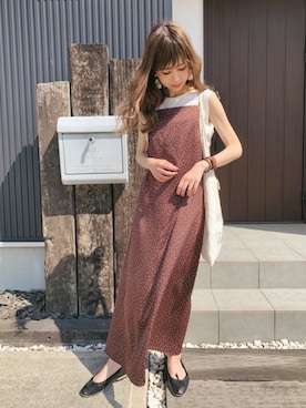 「TODAYFUL（トゥデイフル）のVintageトートバッグ（トートバッグ）」を使った、清水夏姫さん（レディース・160cm）の夏コーディネート
