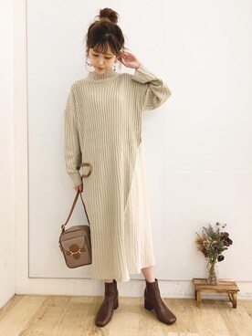 清水夏姫さん(レディース・160cm)の秋コーディネート