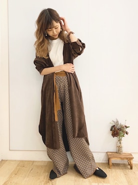 「OZOC（オゾック）のアイテム（その他シューズ）」を使った、清水夏姫さん（レディース・160cm）の秋コーディネート