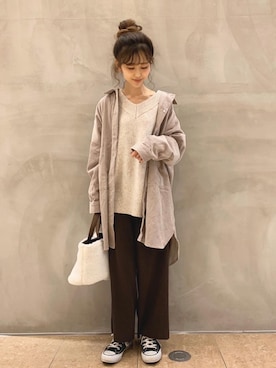 「モーメントプラス」｜「アイテム（ジャケット/アウター）」を使った、清水夏姫さん（レディース・160cm）の秋コーディネート