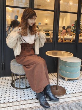 清水夏姫さん（レディース・160cm）の冬コーディネート