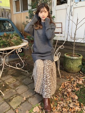 「THISIS（ディスイズ）のアイテム」を使った、清水夏姫さん（レディース・160cm）の冬コーディネート