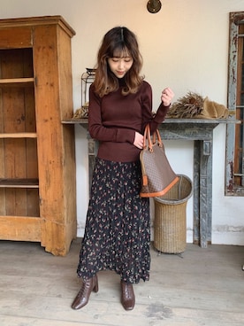 清水夏姫さん（レディース・160cm）の冬コーディネート