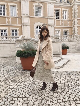 Ameri（アメリ）の「UNDRESSED ROUND SHAGGY MIDI COAT（ピーコート 