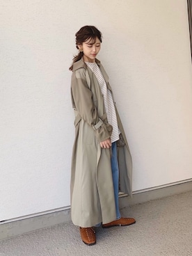 「OZOC（オゾック）のアイテム（その他シューズ）」を使った、清水夏姫さん（レディース・160cm）の春コーディネート
