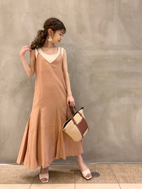 「キャミソールワンピース」｜清水夏姫さん（レディース・160cm）の春コーディネート