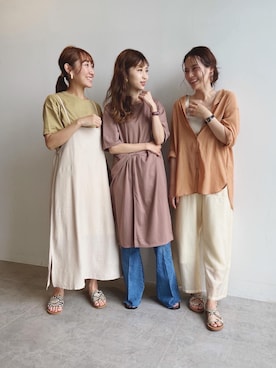 「OZOC（オゾック）のアイテム（ワンピース）」を使った、清水夏姫さん（レディース・160cm）の夏コーディネート