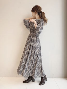 「OZOC（オゾック）のアイテム（ワンピース/ドレス）」を使った、清水夏姫さん（レディース・160cm）の秋コーディネート