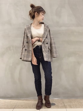 清水夏姫さん（レディース・160cm）の秋コーディネート