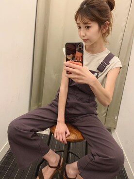 清水夏姫さんの「◆[洗える]GIZA COTTONフレンチスリーブTシャツ」を使ったコーディネート
