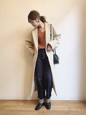 「crie conforto（クリーコンフォルト）のアイテム（ジャケット/アウター）」を使った、清水夏姫さん（レディース・160cm）の冬コーディネート