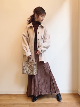「crie conforto」｜「アイテム（その他アウター）」を使った、清水夏姫さん（レディース・160cm）の冬コーディネート