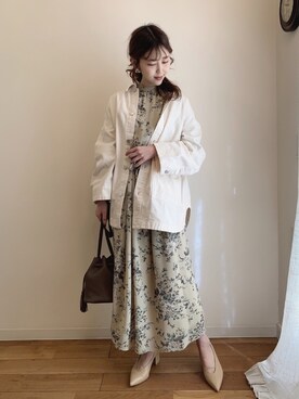 「CLANE（クラネ）のアイテム（デニムジャケット）」を使った、清水夏姫さん（レディース・160cm）の冬コーディネート