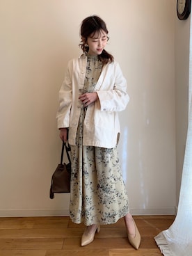 「CLANE（クラネ）のアイテム（デニムジャケット）」を使った、清水夏姫さん（レディース・160cm）の春コーディネート
