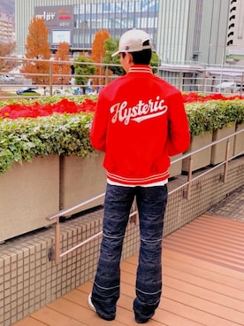 「HYSTERIC GLAMOUR（ヒステリックグラマー）のアイテム（スタジャン）」を使った、RAIKIさん（メンズ・177cm）の冬コーディネート