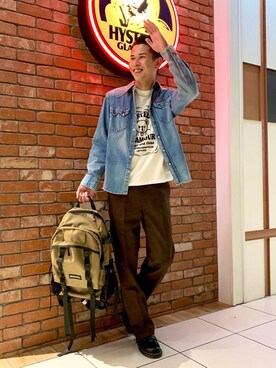 「HYSTERIC GLAMOUR（ヒステリックグラマー）のアイテム（バックパック/リュック）」を使った、RAIKIさん（メンズ・177cm）の冬コーディネート