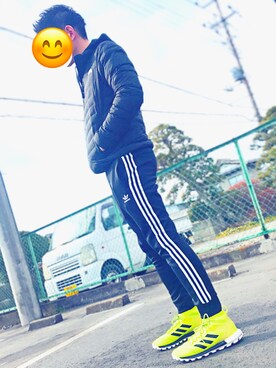 「Gosha Rubchinskiy（ゴーシャラブチンスキー）のアイテム（シューズ）」を使った、rinaさん（メンズ・154cm）の冬コーディネート