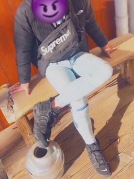 「northface」｜「アイテム（ブルゾン）」を使った、rinaさん（メンズ・154cm）の冬コーディネート