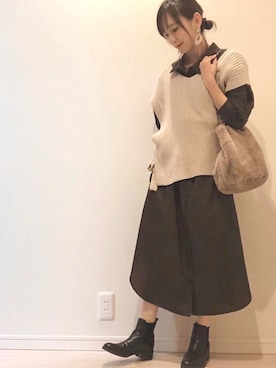 「NANO universe（ナノユニバース）のアイテム（シャツワンピース）」を使った、yukari✩さん（レディース・154cm）の秋コーディネート